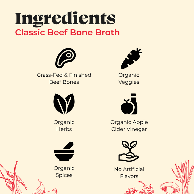 100% Grass-fed Beef Bone Broth - 16.9 oz