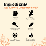 4 Pack: Turmeric Ginger Chicken Bone Broth - 32 oz