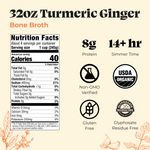 4 Pack: Turmeric Ginger Chicken Bone Broth - 32 oz