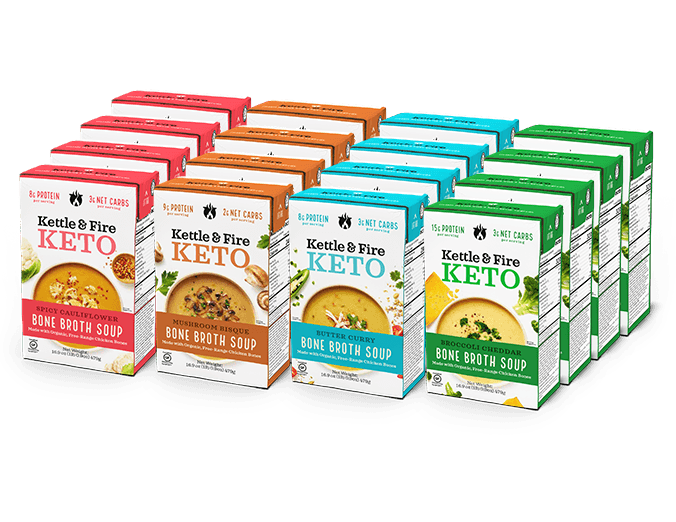 16-Pack: Keto Broccoli - Bisque - Curry - Cauliflower Bundle Bone broth Kettle & Fire 