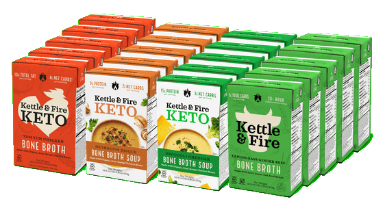 20-pack: Mushroom - Broccoli - TomYum - Lemongrass Bone broth Kettle & Fire 