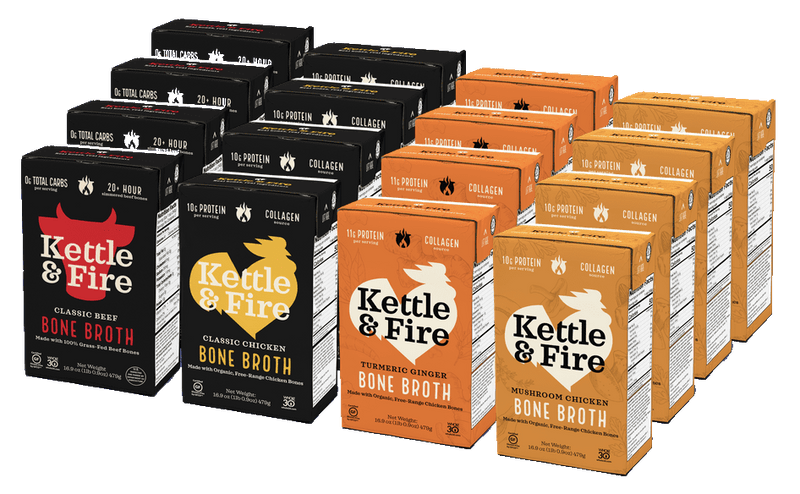 16-Pack Immunity: Turmeric - Mushroom - Beef - Chicken Bone Broth Kettle & Fire 